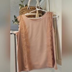 Lace Trim Sleeveless Top - Pink G BY GIULIANA